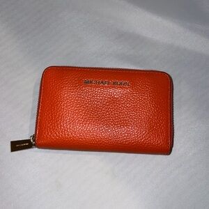 Michael Kors leather zip-around wallet - Jet Set style ORANGE